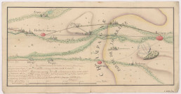 Plan de la route départementale n° 1 Vitry à Bar-le-Duc, plan du chemin construit jusqu'à Heiltz le Maurupt en passant par Villers le Sec et Rancourt, 1769.