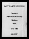 Saint-Martin-l'Heureux. Naissances, publications de mariage, mariages, décès 1843-1852