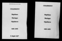 Charmont. Baptêmes, mariages, sépultures 1681-1692