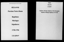 Sézanne. Notre-Dame. Baptêmes, mariages, sépultures 1730-1756