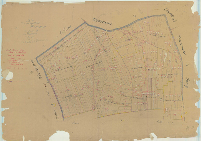 Saint-Memmie (51506). Section B3 échelle 1/2500, plan mis à jour pour 1934, plan non régulier (papier)