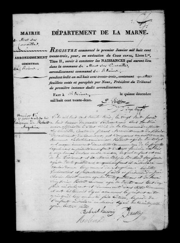 Mont-sur-Courville. Naissances, publications de mariage, mariages, décès 1833-1842