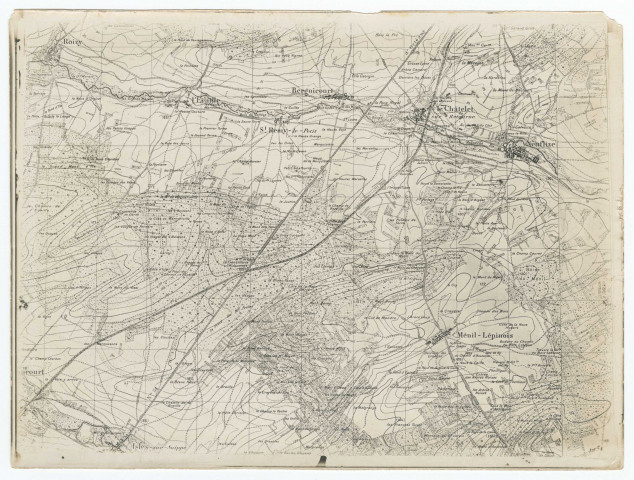 Cliché de carte topographique : Roizy, L'Ecaille, Bergnicourt, Saint-Remy-le-Petit, Le Châtelet, Ménil-Lépinois. sans date .