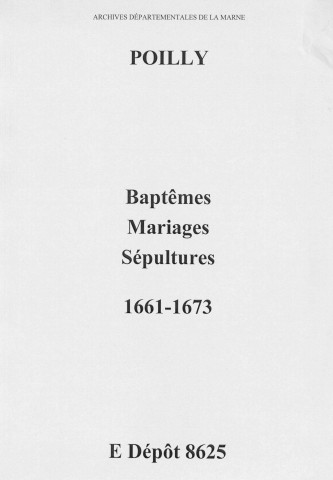 Poilly. Baptêmes, mariages, sépultures 1661-1673