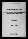 Charmontois-le-Roi. Mariages 1892-1901