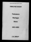 Frignicourt. Naissances, mariages, décès 1833-1852