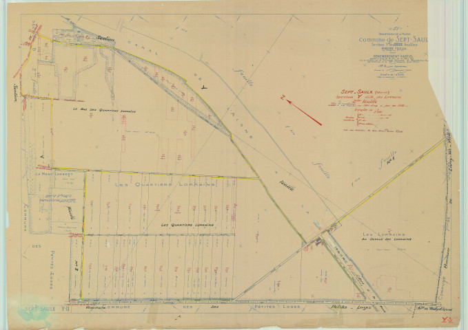 Sept-Saulx (51530). Section Y2 échelle 1/2500, plan mis à jour pour 1956, plan non régulier (papier).