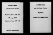 Courtisols. Saint-Martin. Baptêmes, mariages, sépultures 1670-1674