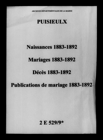 Puisieulx. Naissances, mariages, décès, publications de mariage 1883-1892
