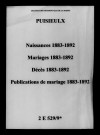 Puisieulx. Naissances, mariages, décès, publications de mariage 1883-1892