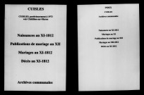 Cuisles. Naissances, publications de mariage, mariages, décès an XI-1812