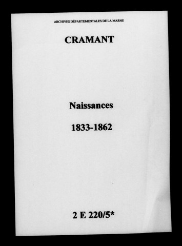 Cramant. Naissances 1833-1862