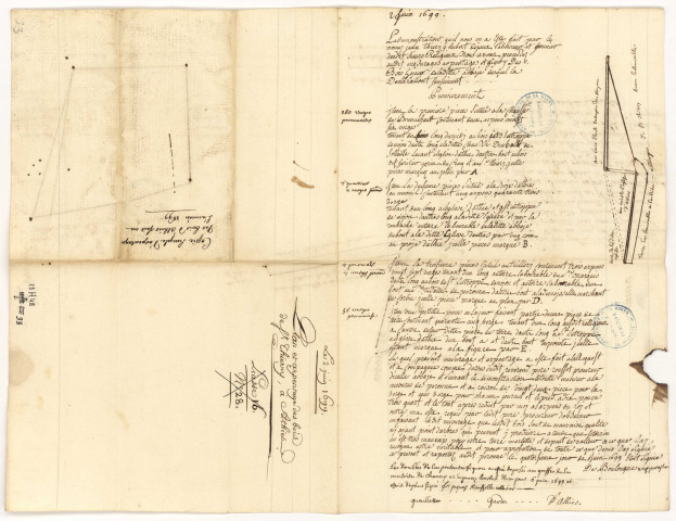Plan et arpentage des bois de Saint-Thierry à Athis, 2 juin 1699