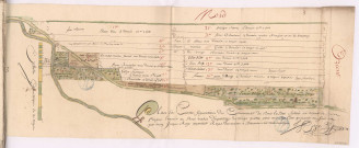 Pogny, plan des contrées dites les quartiers en Champagne levé par Jacques Roze, 1742. Plan et carte figurative du bois La Bar.