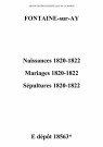Fontaine-sur-Ay. Naissances, mariages, décès 1820-1822