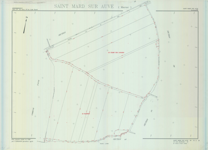 Saint-Mard-sur-Auve (51498). Section ZW échelle 1/2000, plan remembré pour 2006, plan régulier (calque)