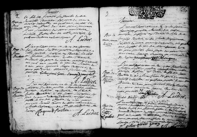 Reims. Saint-Jacques. Baptêmes, mariages, sépultures, confirmations 1701-1705