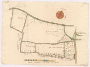 Plan et arpentage de divers jardins ou terres situés à Ausson, terroir de Reims, près de la porte de Fléchambault (1739), Jacque Roze