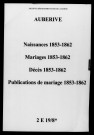 Aubérive. Naissances, mariages, décès, publications de mariage 1853-1862