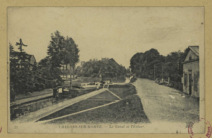 CHÂLONS-EN-CHAMPAGNE. 23- Le canal et l'écluse. Châlons-sur-Marne Coex. (75 Paris, Neurdein et Cie). Sans date 