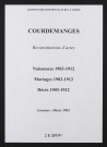 Courdemanges. Naissances, mariages, décès 1903-1912 (reconstitutions)