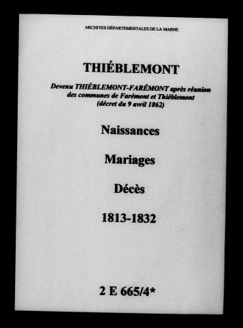 Thiéblemont. Naissances, mariages, décès 1813-1832