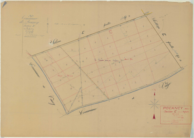 Pocancy (51435). Section E3 échelle 1/2500, plan mis à jour pour 1937, plan non régulier (papier)
