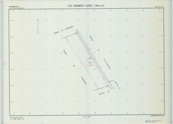 Grandes-Loges (Les) (51278). Section YS échelle 1/2000, plan remembré pour 1991, plan régulier (calque)
