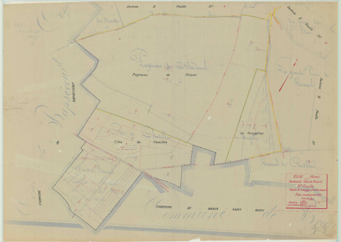 Élise-Daucourt (51228). Section D3 échelle 1/2500, plan mis à jour pour 1947, plan non régulier (papier)