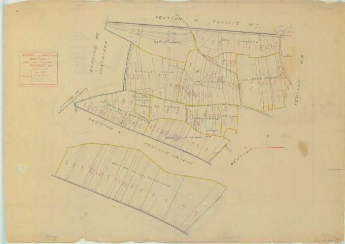 Sivry-Ante (51537). Section C1 échelle 1/2500, plan mis à jour pour 1935, plan non régulier (papier)