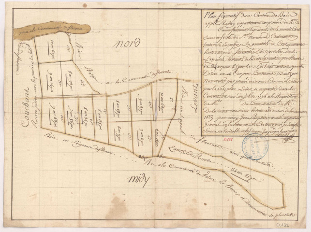 Chaudefontaine. Plan figuratif d'un canton de Bois au lieu dit Rohay levé par Anché, 1776.