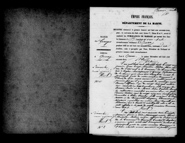 Granges-sur-Aube. Publications de mariage, mariages 1863-1892