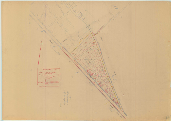 Fagnières (51242). Section E2 échelle 1/1250, plan mis à jour pour 1938, plan non régulier (papier)