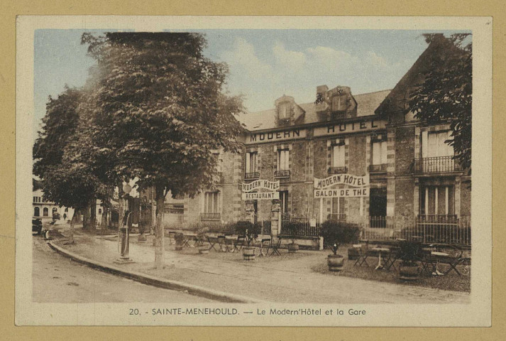 SAINTE-MENEHOULD. -20-Le Modern'Hôtel et la Gare. Ste-Menehould Édition Jacquemet. [vers 1935] 