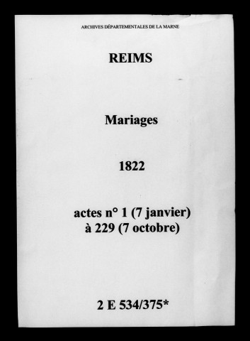 Reims. Mariages 1822