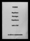 Thibie. Baptêmes, mariages, sépultures 1693-1707