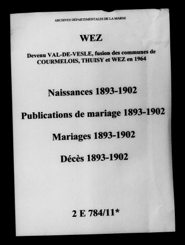 Wez. Naissances, publications de mariage, mariages, décès 1893-1902