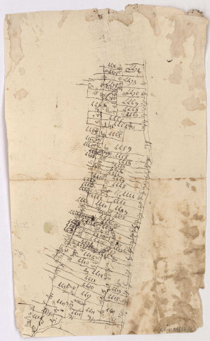 Plan du village et terroir de Mutigny seigneurie appartenant à Mesdames Abbesses et Religieuses de l'abbaye Royale de St Pierre d'Avenay dudit Mutigny, 1780. Parcelles 4417 à 4476.