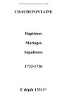 Chaudefontaine. Baptêmes, mariages, sépultures 1732-1736