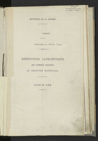 Répertoire alphabétique des registres matricules