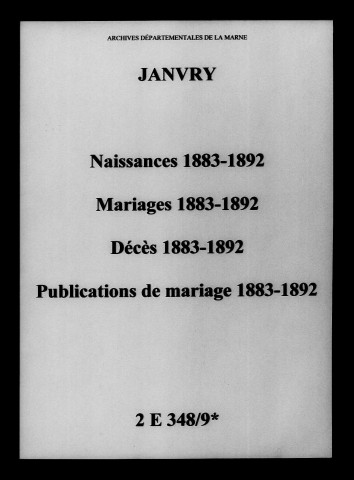 Janvry. Naissances, mariages, décès, publications de mariage 1883-1892