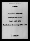 Janvry. Naissances, mariages, décès, publications de mariage 1883-1892