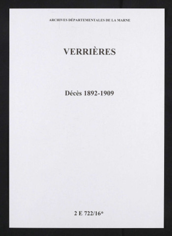 Verrières. Décès 1892-1909