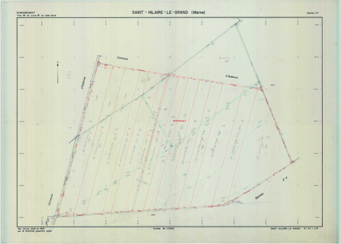 Saint-Hilaire-le-Grand (51486). Section ZT échelle 1/2000, plan remembré pour 1983, plan régulier (calque)