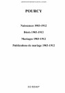 Pourcy. Naissances, décès, mariages, publications de mariage 1903-1912