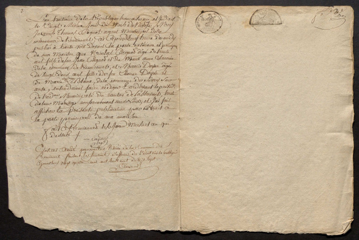 Remicourt. Publications de mariage an VIII-1927