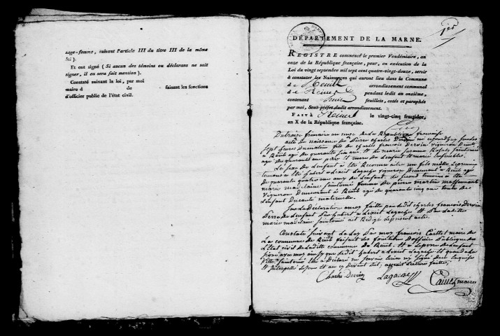 Reuil. Naissances an XI-1812