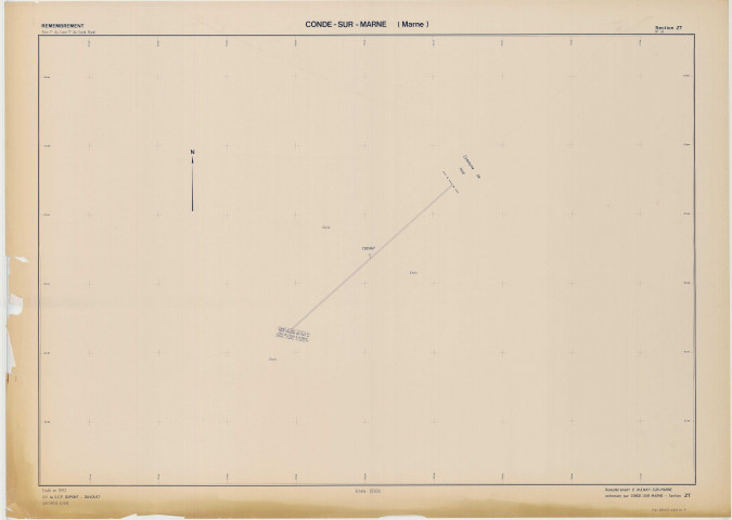 Condé-sur-Marne (51161). Section ZT échelle 1/2000, plan remembré pour 1992 (remembrement Aulnay-sur-Marne), plan régulier (papier)