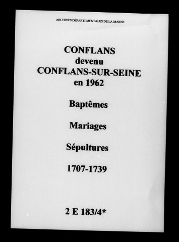 Conflans. Baptêmes, mariages, sépultures 1707-1739