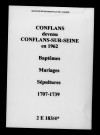 Conflans. Baptêmes, mariages, sépultures 1707-1739